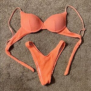Peach push up bikini top and bottom